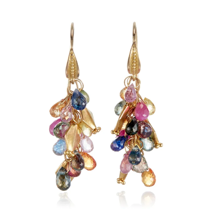 Multi-Color Sapphire Briolette Earrings