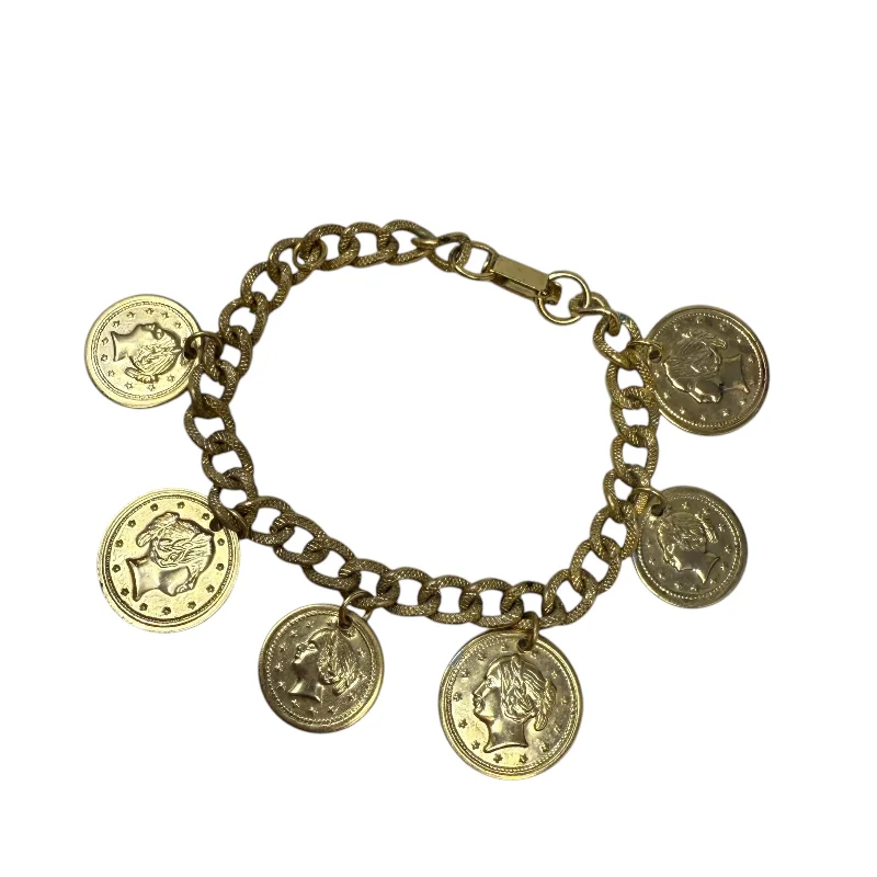 Gold Tone Coin Bracelet By Unbranded