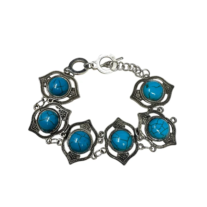 Turquoise Tone Panel Link Bracelet By Unbranded