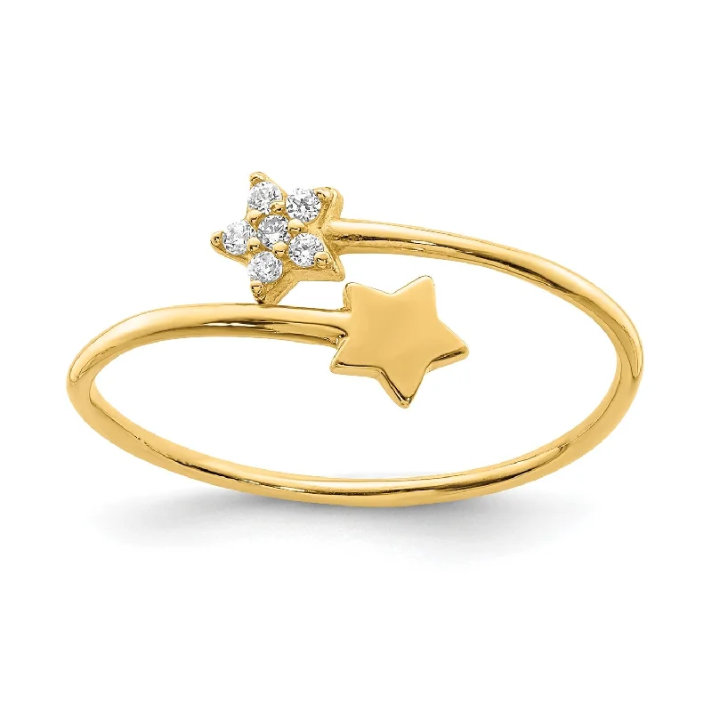 14KT Yellow Gold and Cubic Zirconia Star Ring; Size 7