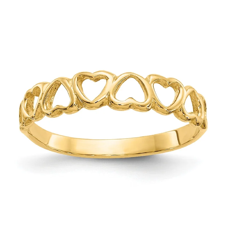 14KT Yellow Gold Heart Ring; Size 5.7