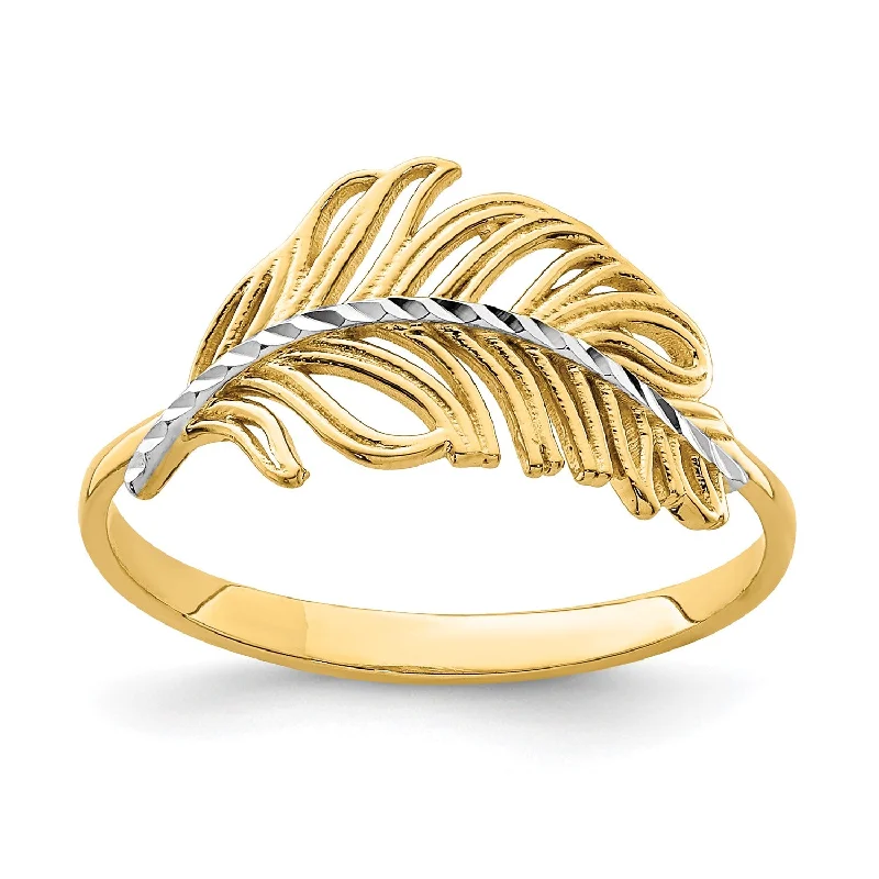 14KT Gold Feather Ring