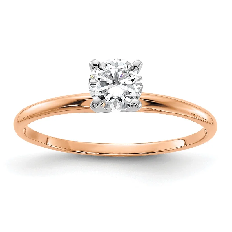 5MM Round Moissanite Solitaire Engagement Ring in 14KT Rose Gold; Size 7