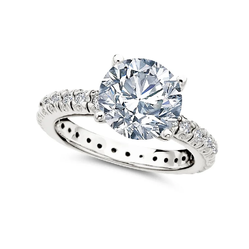 Crislu Platinum Plated Sterling Silver and Cubic Zirconia Solitaire Ring