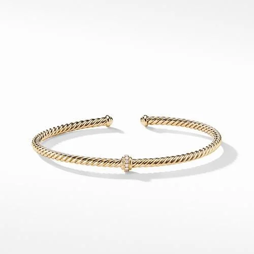 Renaissance Center Station Bracelet with Diamonds in 18K Gold, 3mm