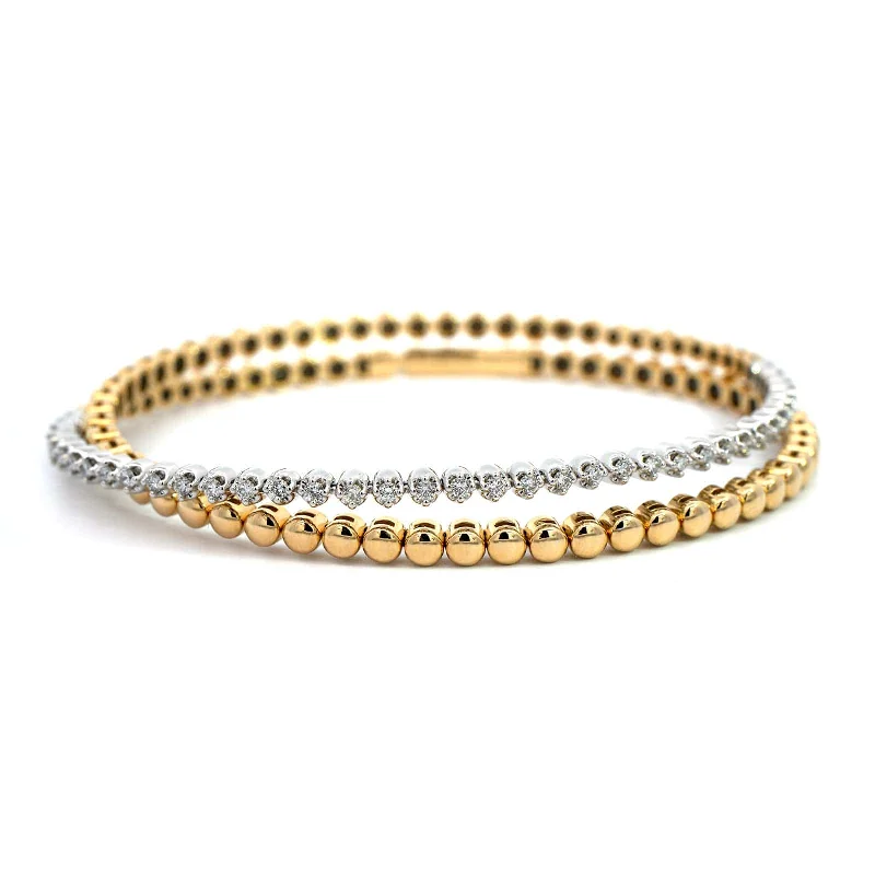 14K Yellow & White Gold Flexible Diamond Bracelet