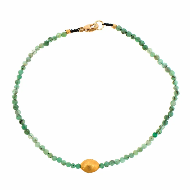 18K Yellow Gold Emerald Beaded Bracelet