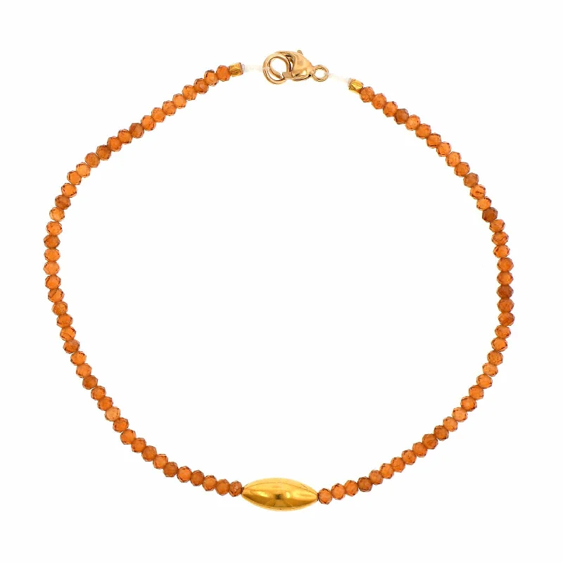 18K Yellow Gold Hessonite Garnet Beaded Bracelet