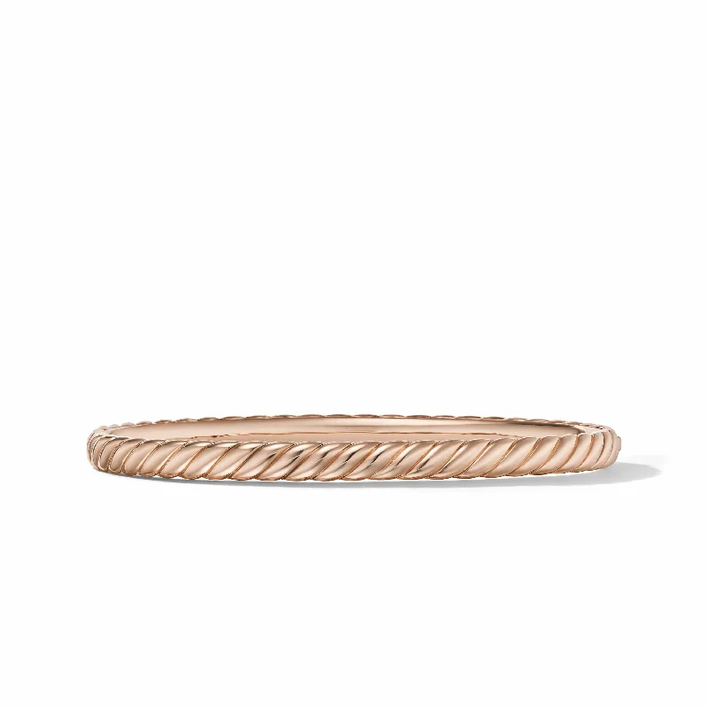 Sculpted Cable Bangle Bracelet in 18K Rose Gold, 4.6mm