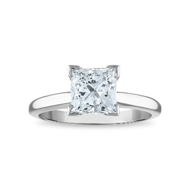 Signature Certificate EcoLove 2 CTW Princess Cut Lab Grown Diamond Solitaire Engagement Ring in 14KT White Gold