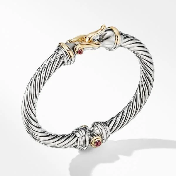 Cable Buckle Bracelet with 18K Yellow Gold and Rhodolite Garnet