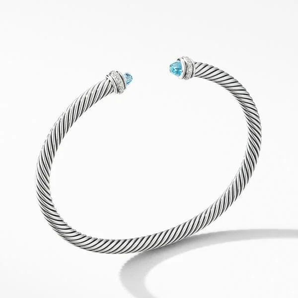 Cable Classic Bracelet with Blue Topaz and Diamonds