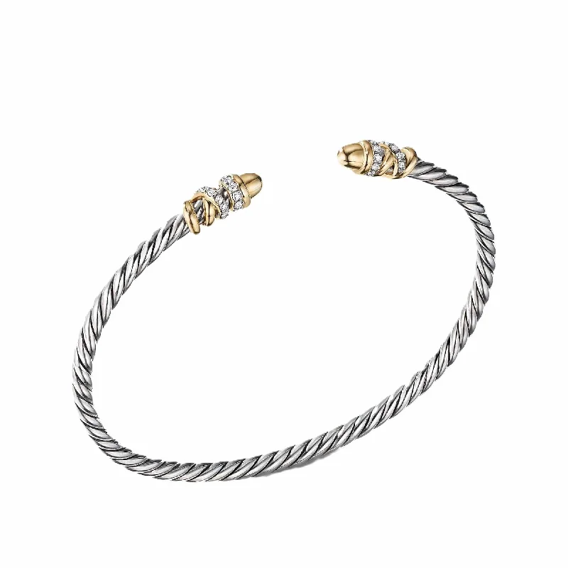 Petite Helena Open Bracelet with 18K Yellow Gold Domes and Diamonds