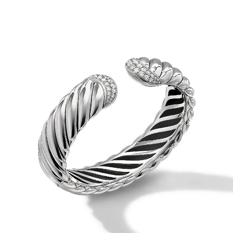 Sculpted Cable Cuff Bracelet with Pavé Diamonds