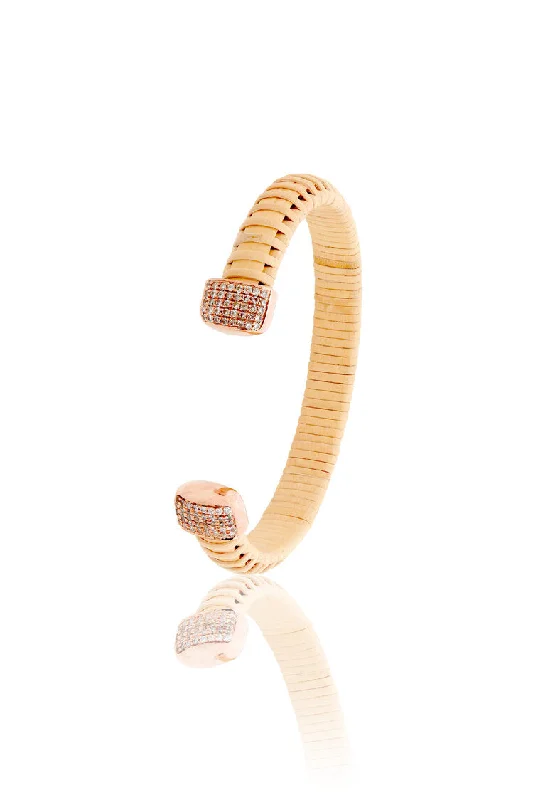 Beach Plum Nantucket Basket Cuff Bracelet with Rose Gold & Diamonds